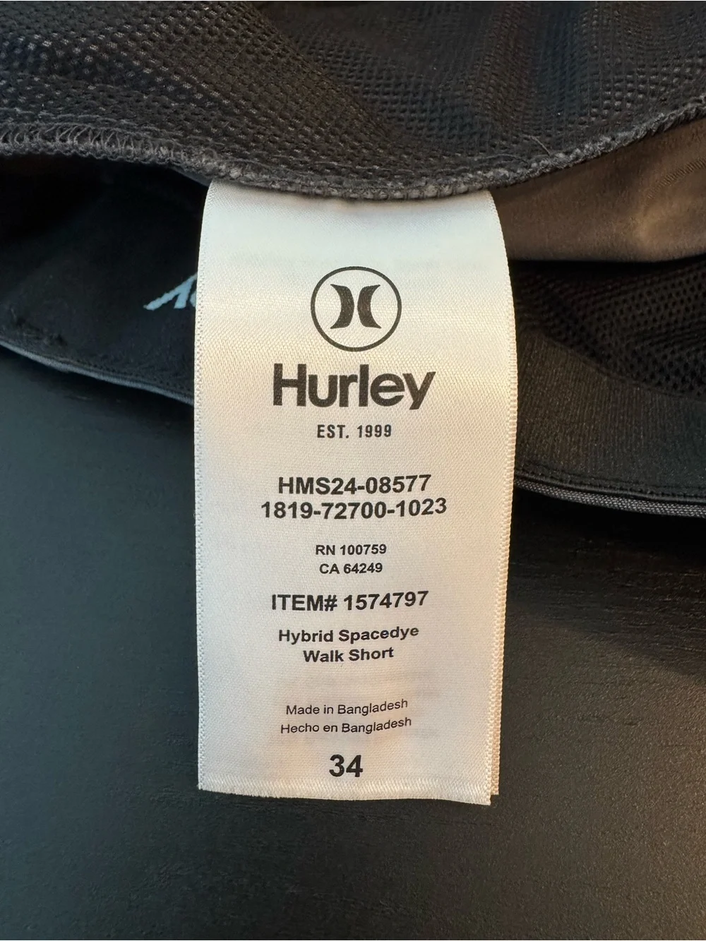 Hurley Men's Charcoal Gray Flat-Front Shorts